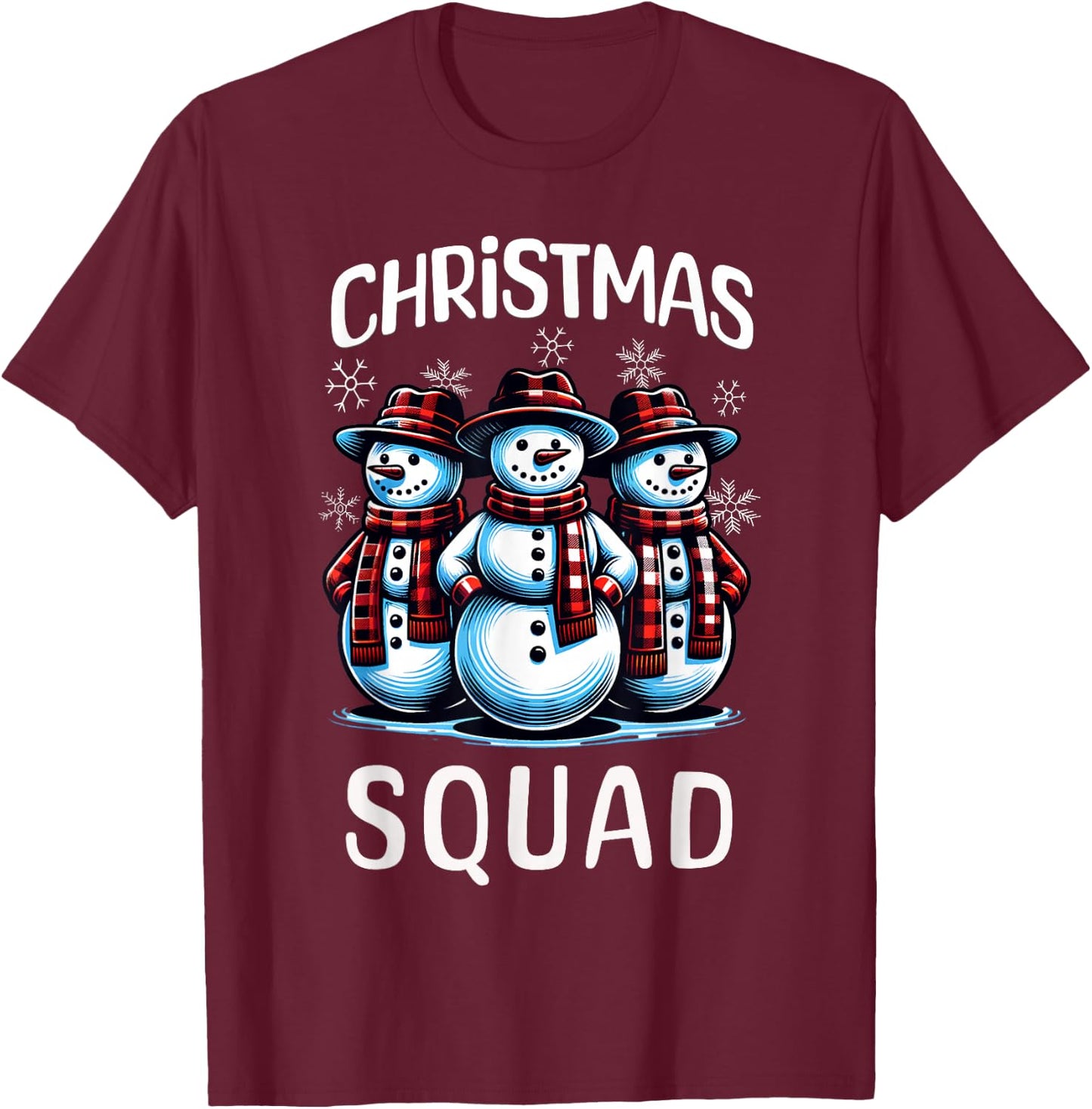 Snowman Family Group Matching Christmas Squad T-Shirt - T-Shirt | Maroon