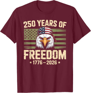 250 Years USA 1776-2026 250th Birthday America 4th July T-Shirt - T-Shirt | Maroon