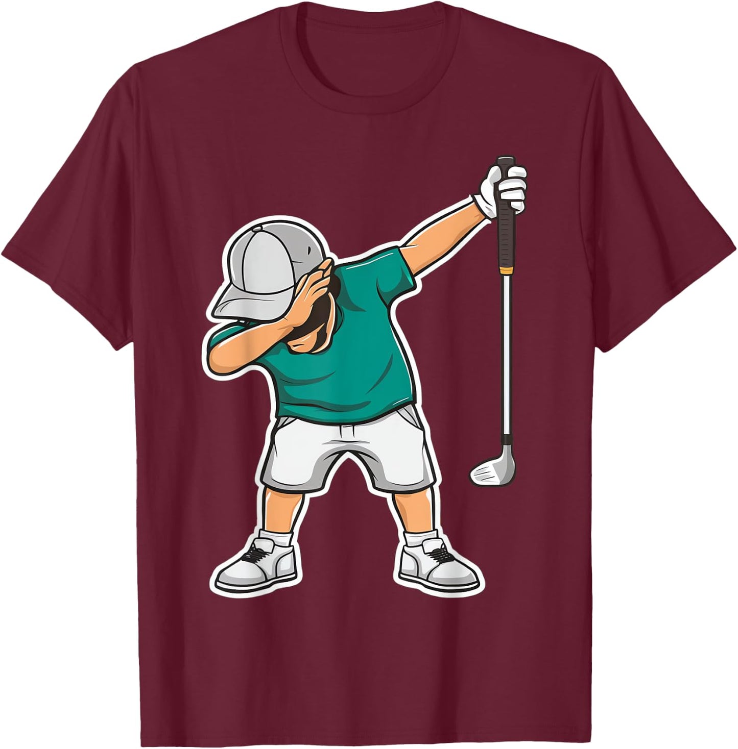 Dabbing Golf Player Golfer Golf Funny Kids Boys Dab Dance , Black, S T-Shirt - T-Shirt | Maroon