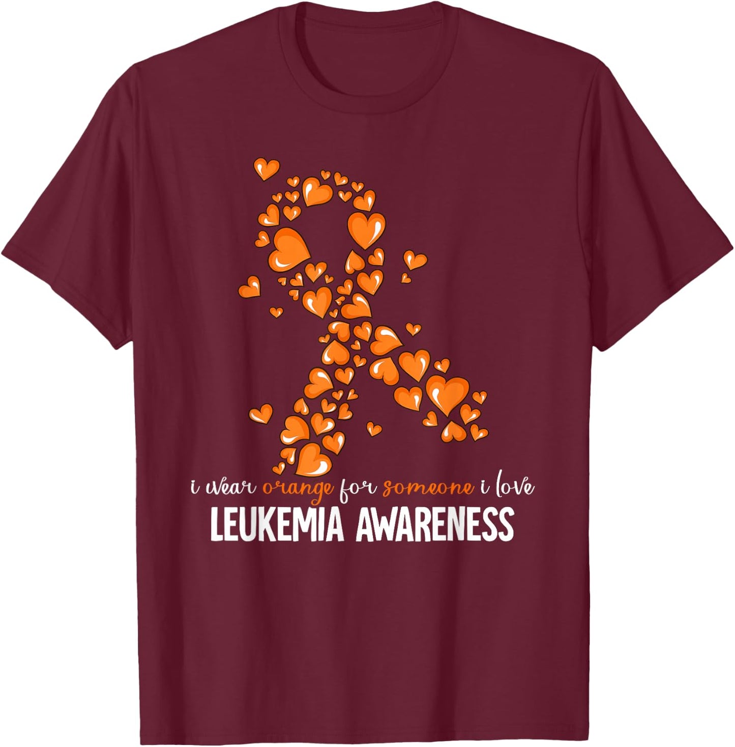 Leukemia Cancer Awareness - Leukemia Cancer Awareness - -Adults - Black - Small - Short Sleeve - - Modern - Polyester 100% T-Shirt - T-Shirt | Maroon