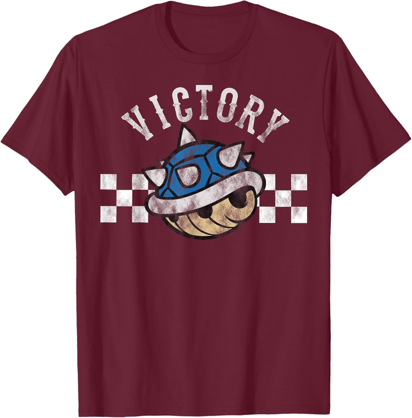 Nintendo Mario Kart Blue Shell Victory Finish Line T-Shirt - T-Shirt | Maroon