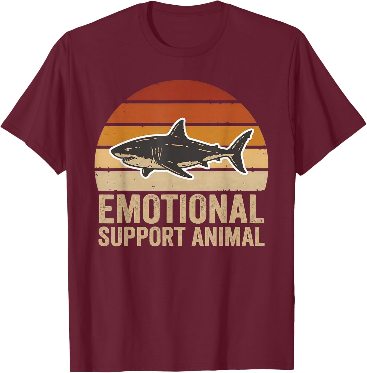 Support Animal Shark Emotional Funny Vintage Sea Creature T-Shirt - T-Shirt | Maroon