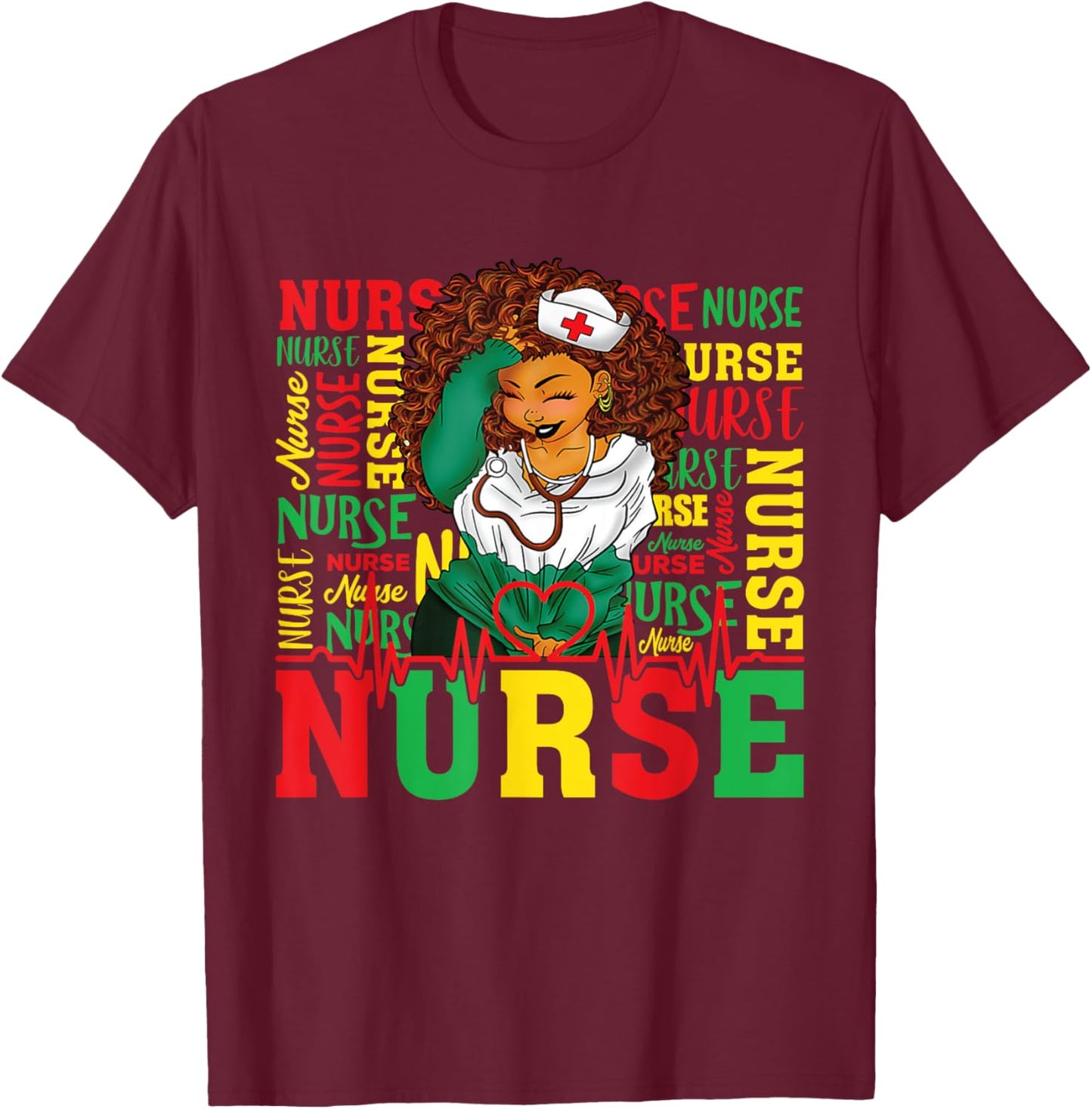 Black Women Nurse Juneteenth Shirts Women Black Freedom 1865 T-Shirt - T-Shirt | Maroon