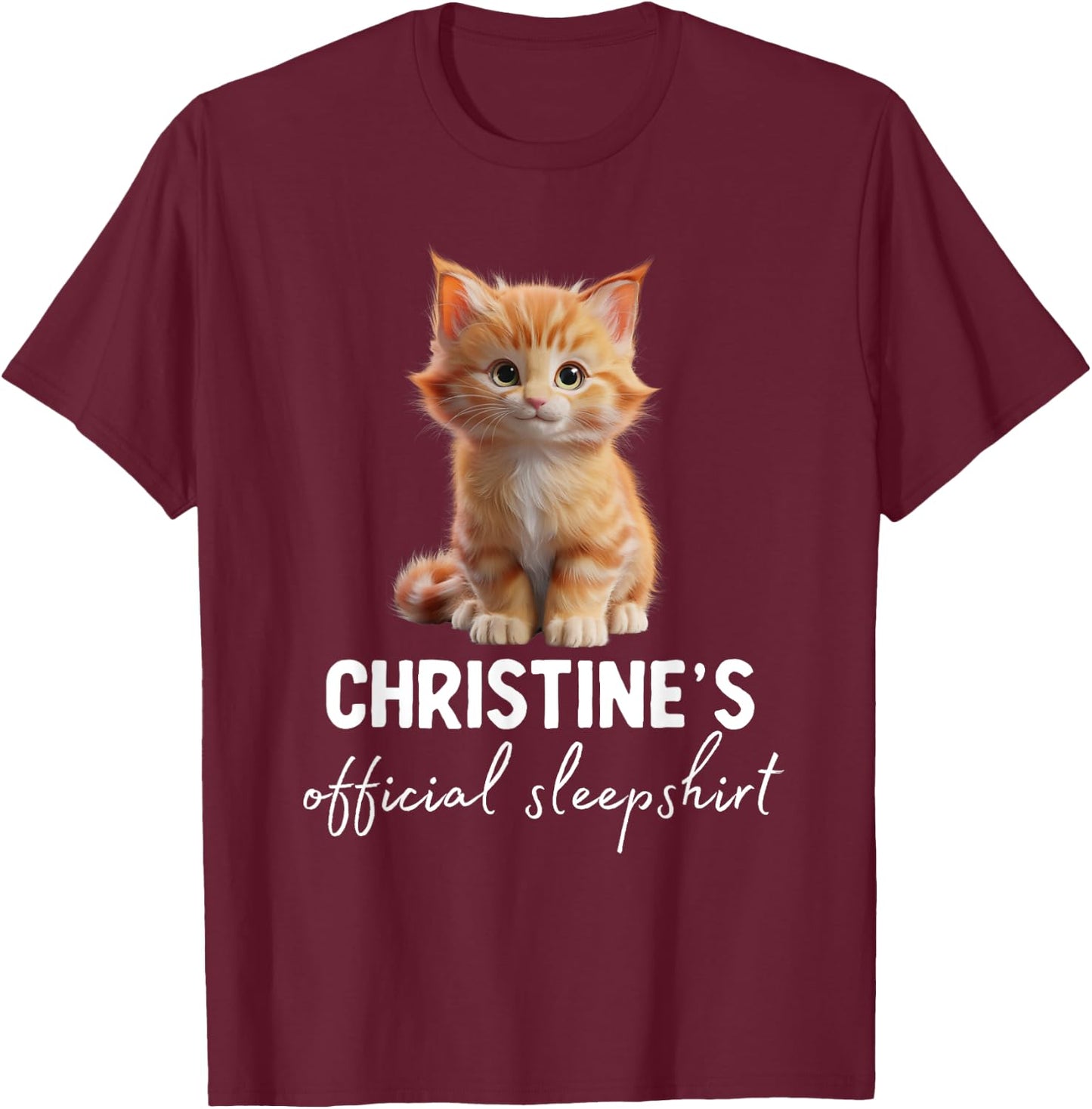 CHRISTINE'S Official Cat Sleepshirt Pyjama T-Shirt - T-Shirt | Maroon
