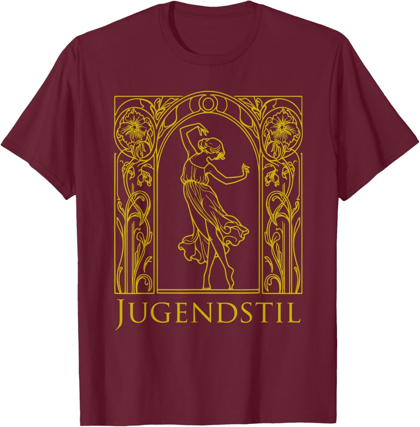 Jugendstil Dancing Woman Art Nouveau Design Vintage Flower T-Shirt - T-Shirt | Maroon