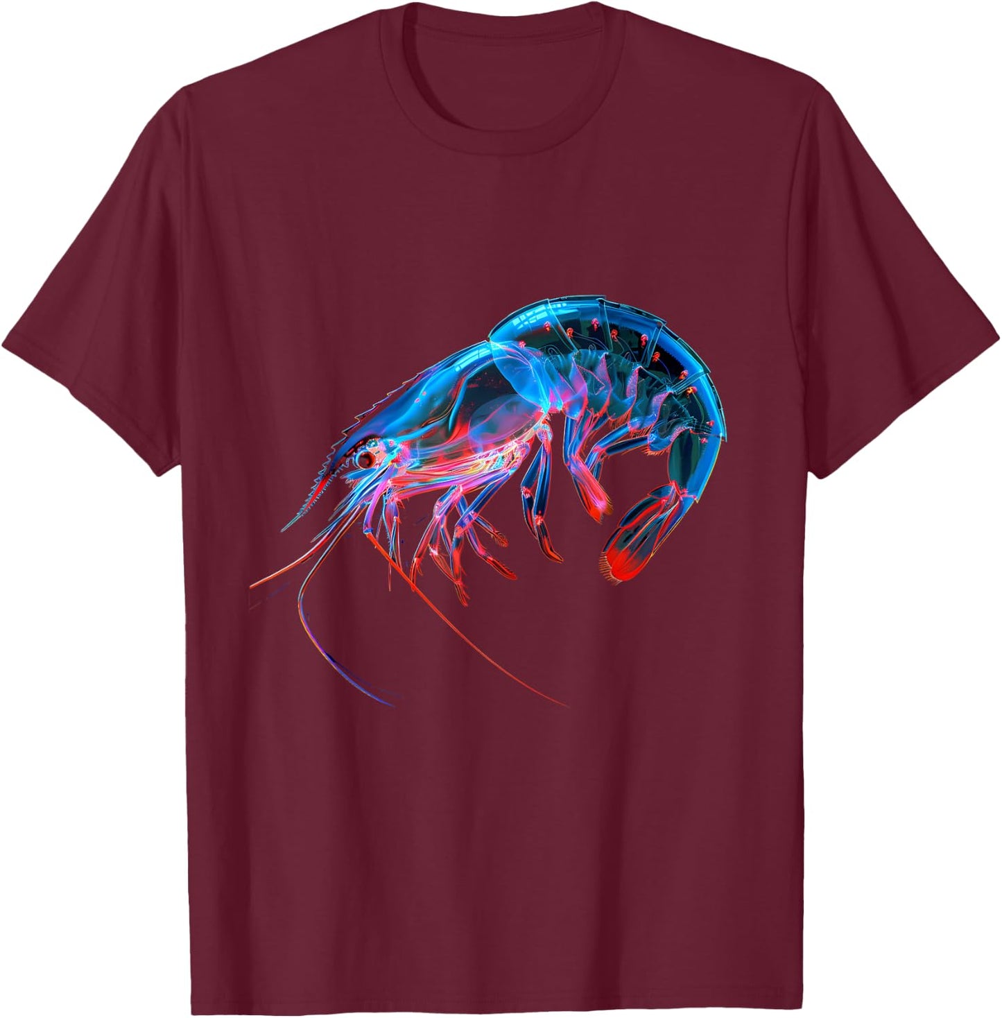 Shrimp Ocean Sea Animal Marine Mammal Motif Sea Ocean Shrimp T-Shirt - T-Shirt | Maroon