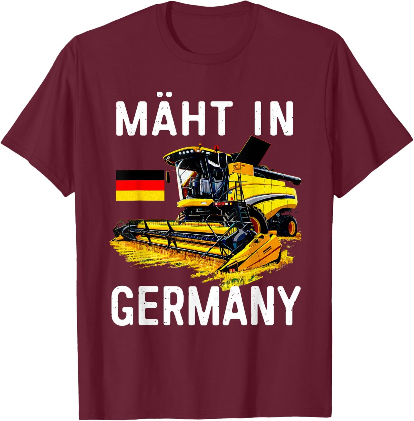 with Combine Harvesting in Germany Agriculture, gray T-Shirt - T-Shirt | Maroon