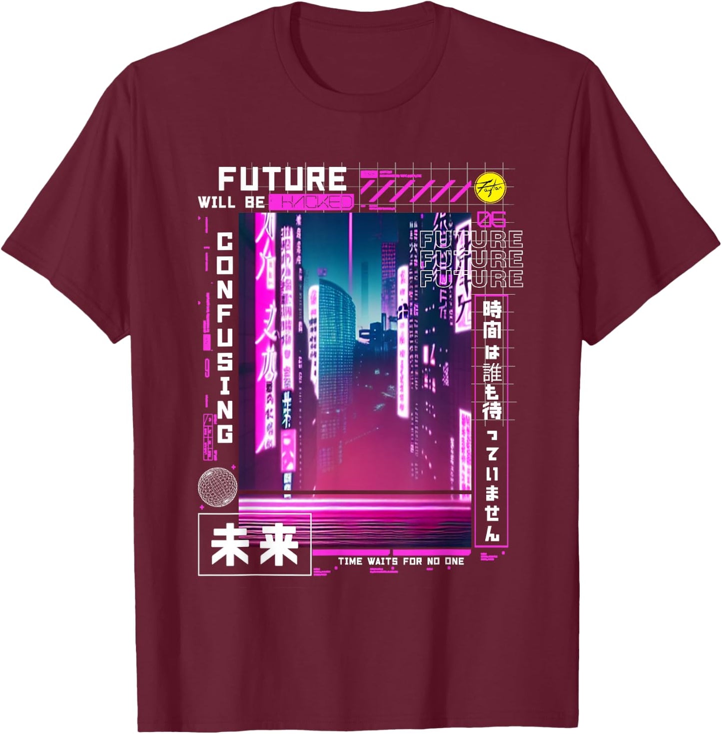 Tokyo Cyberpunk Vaporwave in Japanese Retro Vibes Aesthetic T-Shirt - T-Shirt | Maroon