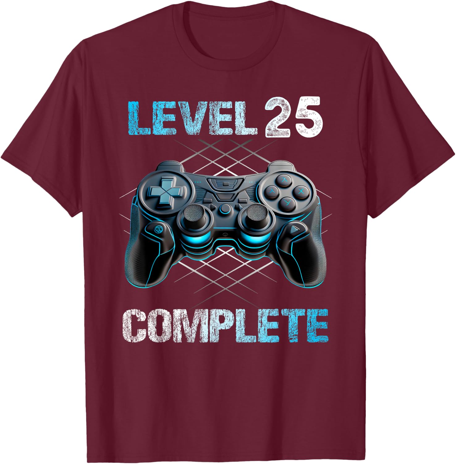 Level 25 Complete Gamer Mann 25. Geburtstag freigeschaltet T-Shirt - T-Shirt | Maroon