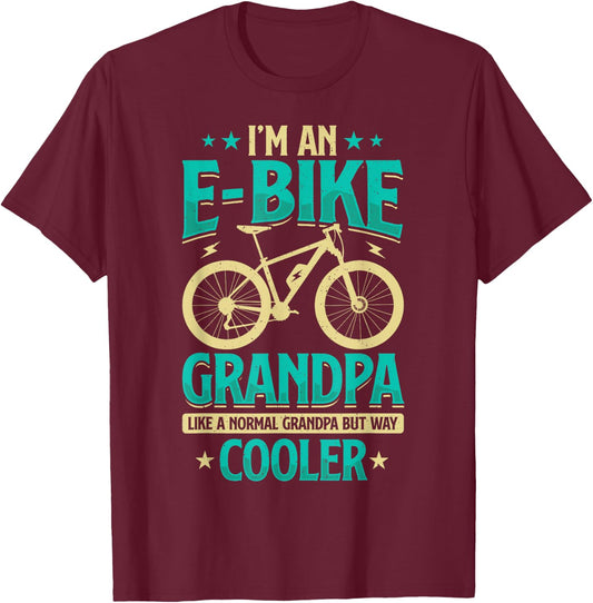 Never Underestimate An Old Guy On An E-Bike Biking T-Shirt - T-Shirt | Maroon
