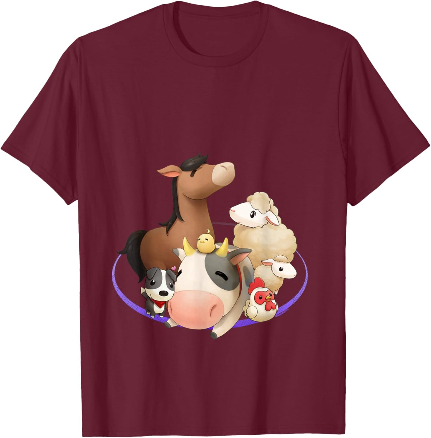 Official Harvest Moon Animal Friends T-Shirt - T-Shirt | Maroon