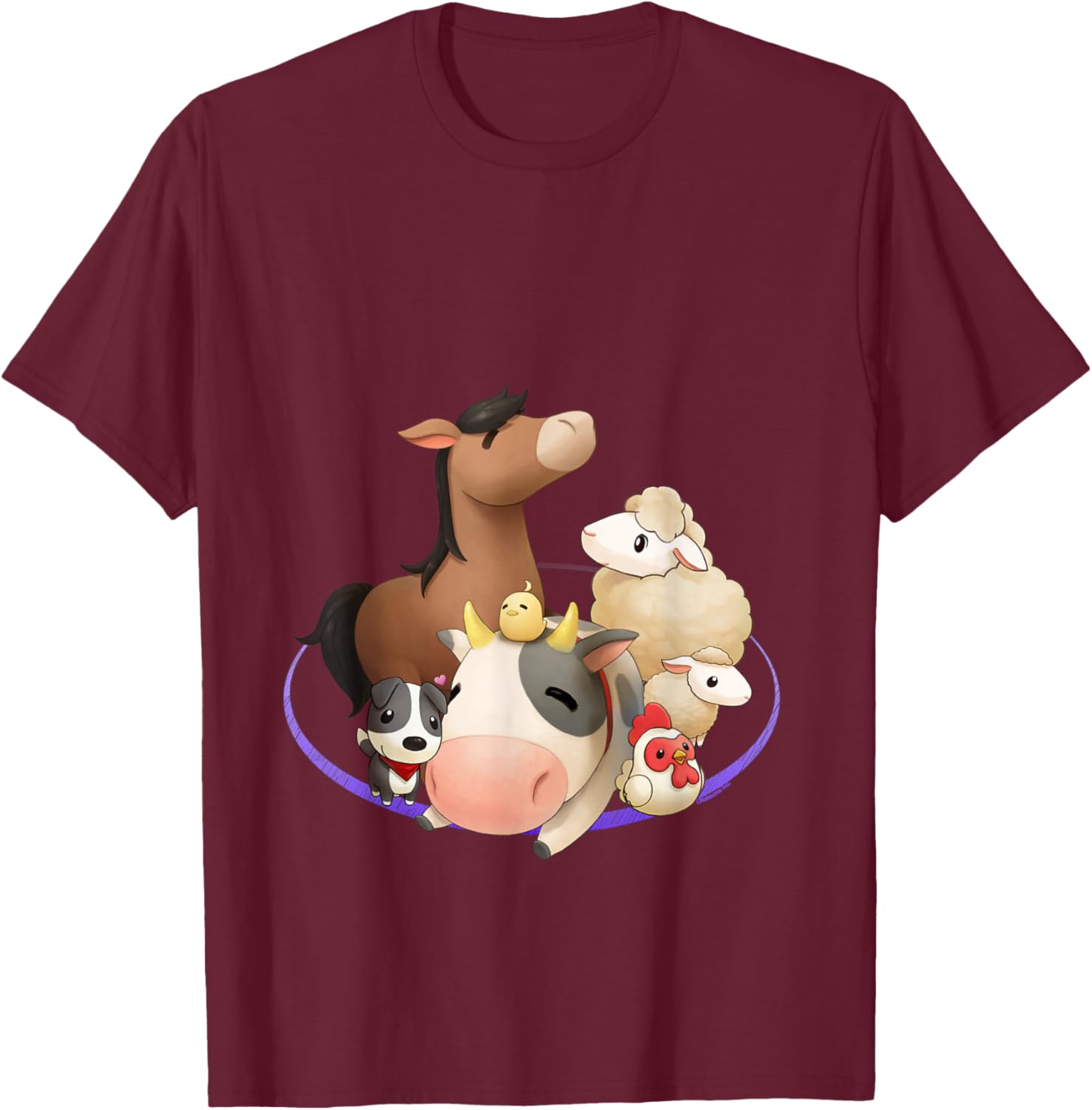 Official Harvest Moon Animal Friends T-Shirt - T-Shirt | Maroon