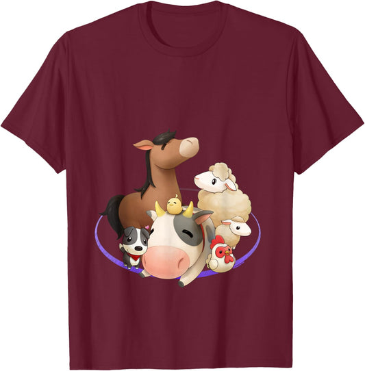 Official Harvest Moon Animal Friends T-Shirt - T-Shirt | Maroon