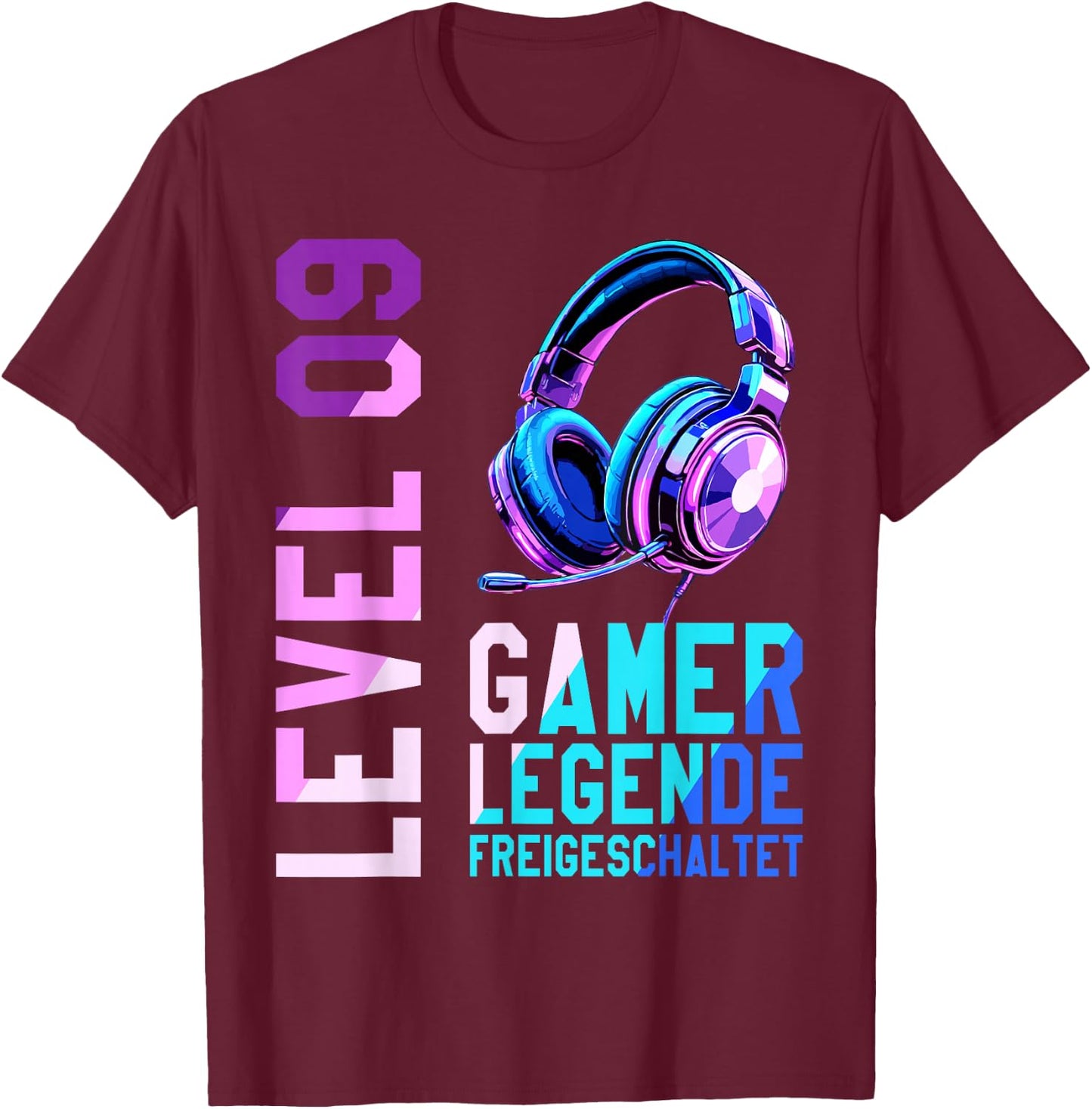 9. Geburtstag Junge Mädchen Gaming Level 9 Jahre T-Shirt - T-Shirt | Maroon