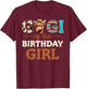 Gigi of The Birthday Girl Highland Cow Print First Bday T-Shirt - T-Shirt | Maroon