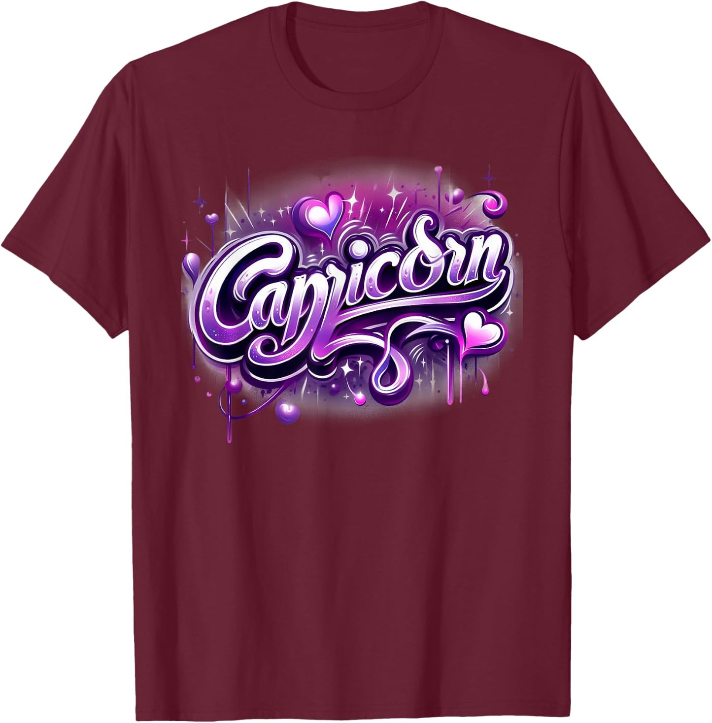 Zodiac Sign Capricorn Pink and Purple T-Shirt - T-Shirt | Maroon