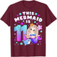 11th Birthday, Girl 11 Years, Mermaid, Number 11 T-Shirt - T-Shirt | Maroon