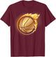 Flaming Gold Basketball Slam Dunk Hoop Fire Basketball Flame T-Shirt - T-Shirt | Maroon