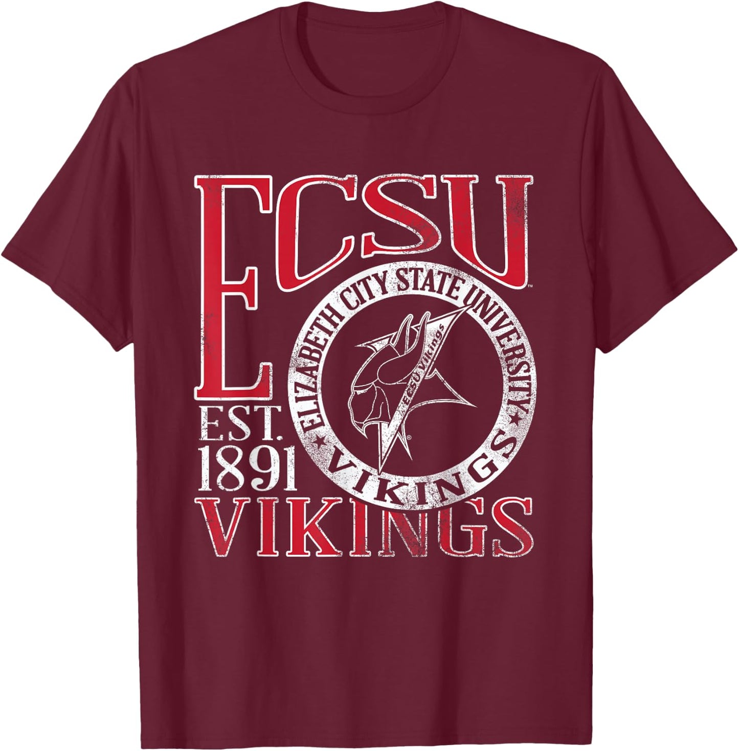 Elizabeth City State Vikings Vintage Dibs Blue T-Shirt - T-Shirt | Maroon