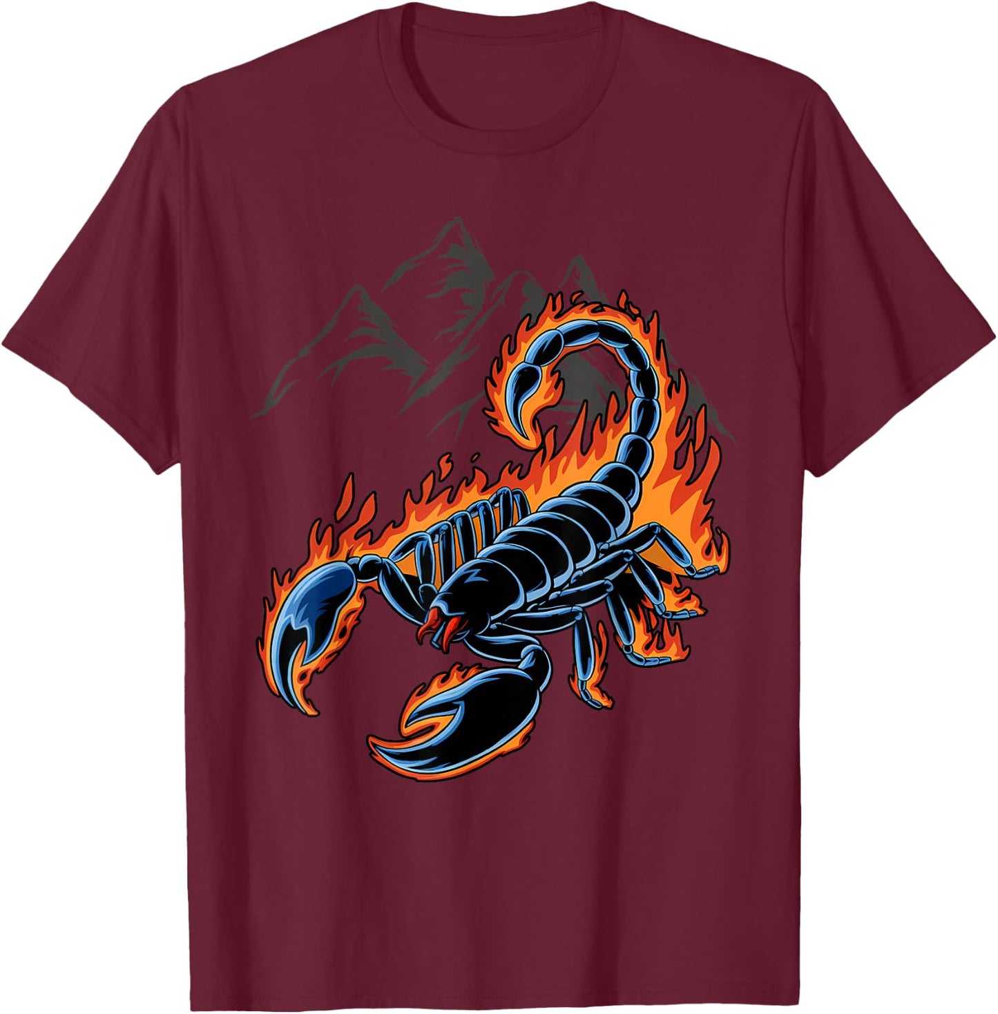 Scorpion Insect Arachnid Cool Fiery Scorpio Design Graphic T-Shirt - T-Shirt | Maroon
