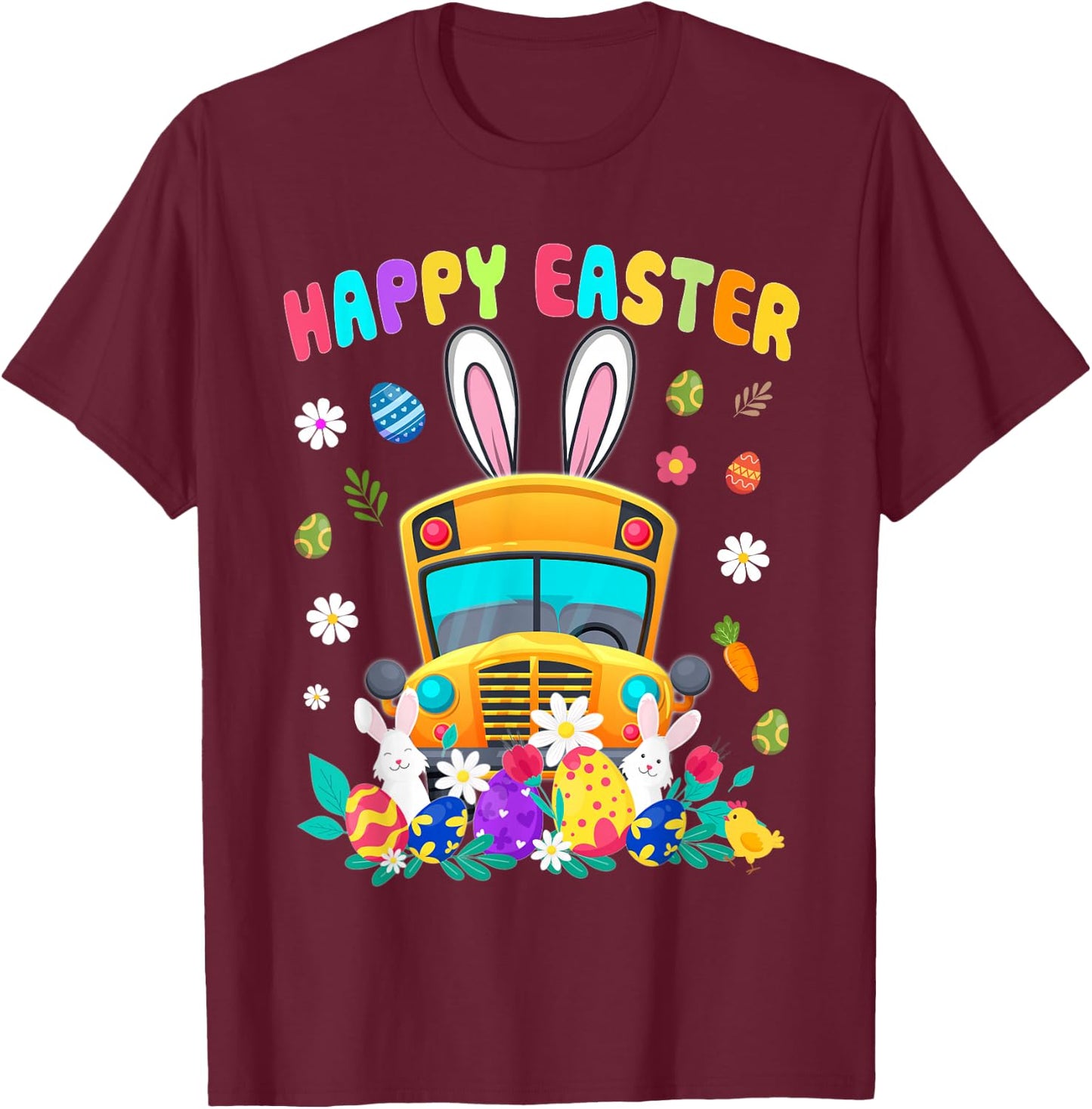 School Bus Driver Happy Easter T-Shirt - T-Shirt | Maroon