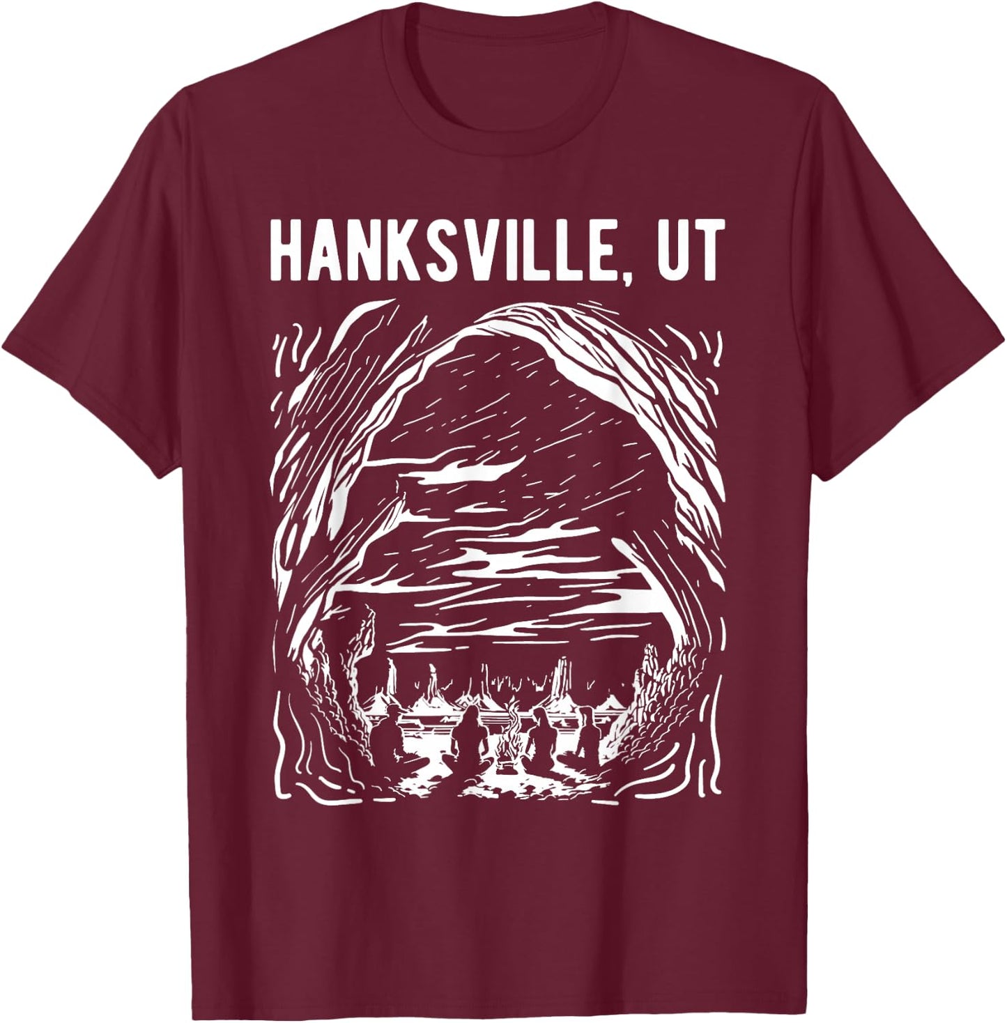 Hanksville Utah Campfire Scenic Design T-Shirt - T-Shirt | Maroon