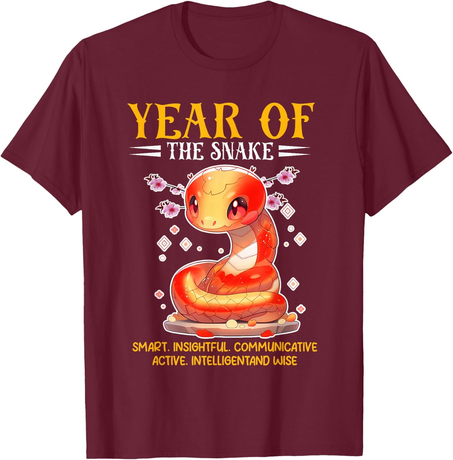 Lunar New Year Happy Chinese New Year Of The Snake 2025 T-Shirt - T-Shirt | Maroon