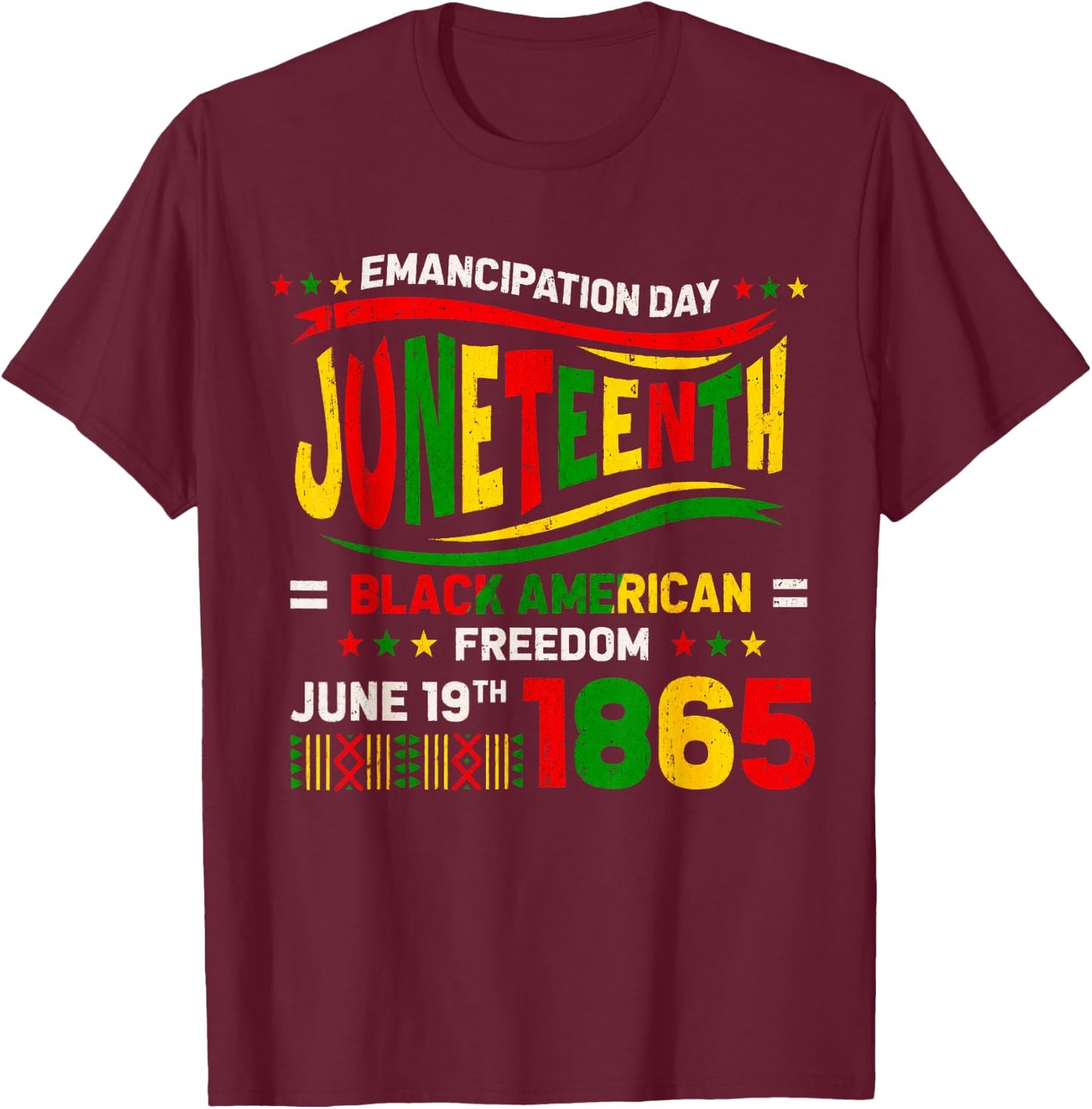 Juneteenth Celebrating Black Freedom 1865 Women Kids T-Shirt - T-Shirt | Maroon