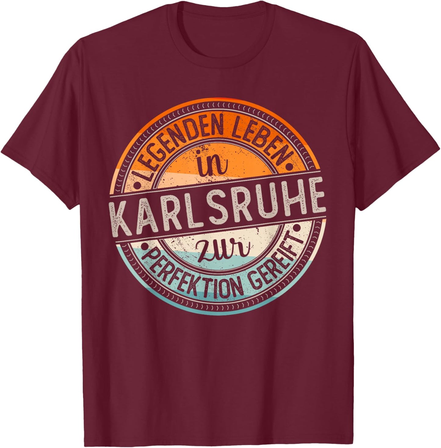 Karlsruhe Retro Farben | Legenden Leben in Karlsruhe T-Shirt - T-Shirt | Maroon