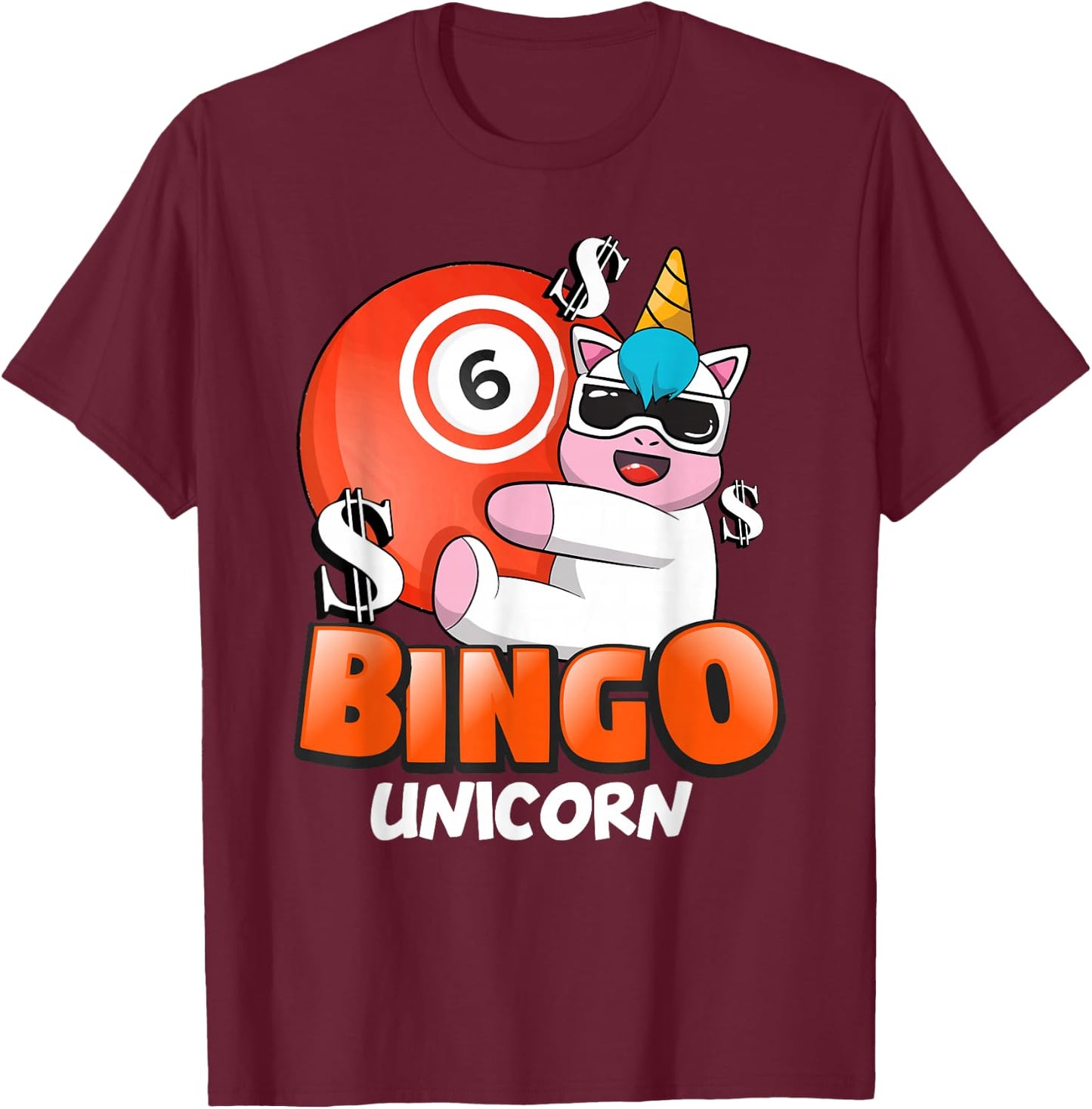 Bingo Unicorn Casino Gambling Lottery Bingo Women T-Shirt - T-Shirt | Maroon