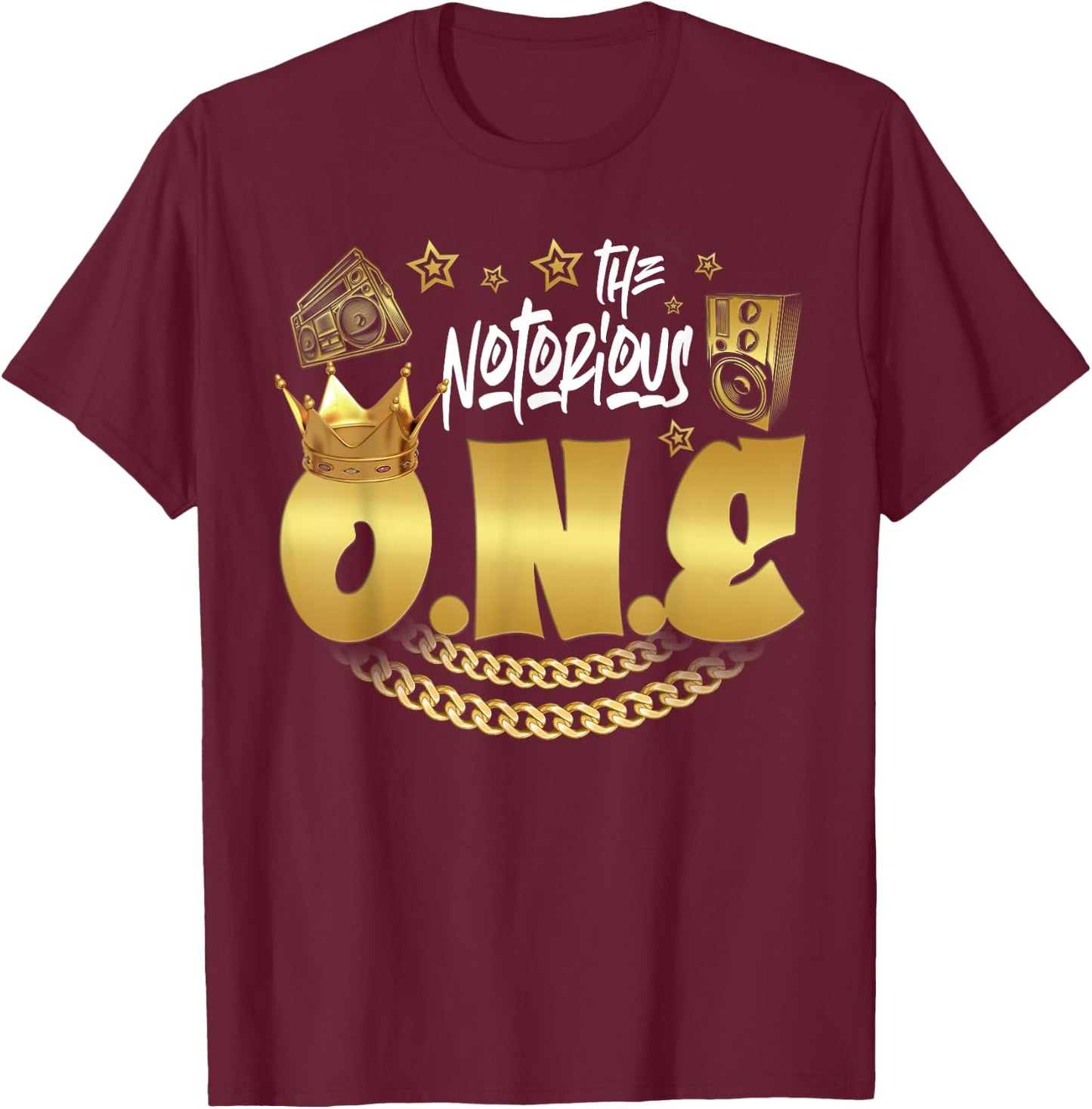 The Notorious One Old School Hip Hop Funny 1st Birthday T-Shirt - T-Shirt | Maroon