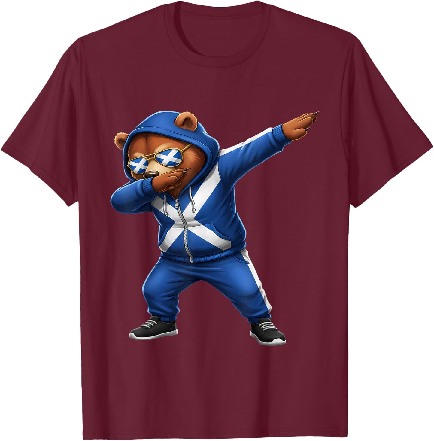 Scotland Roots Bear Scottish Flag T-Shirt - T-Shirt | Maroon