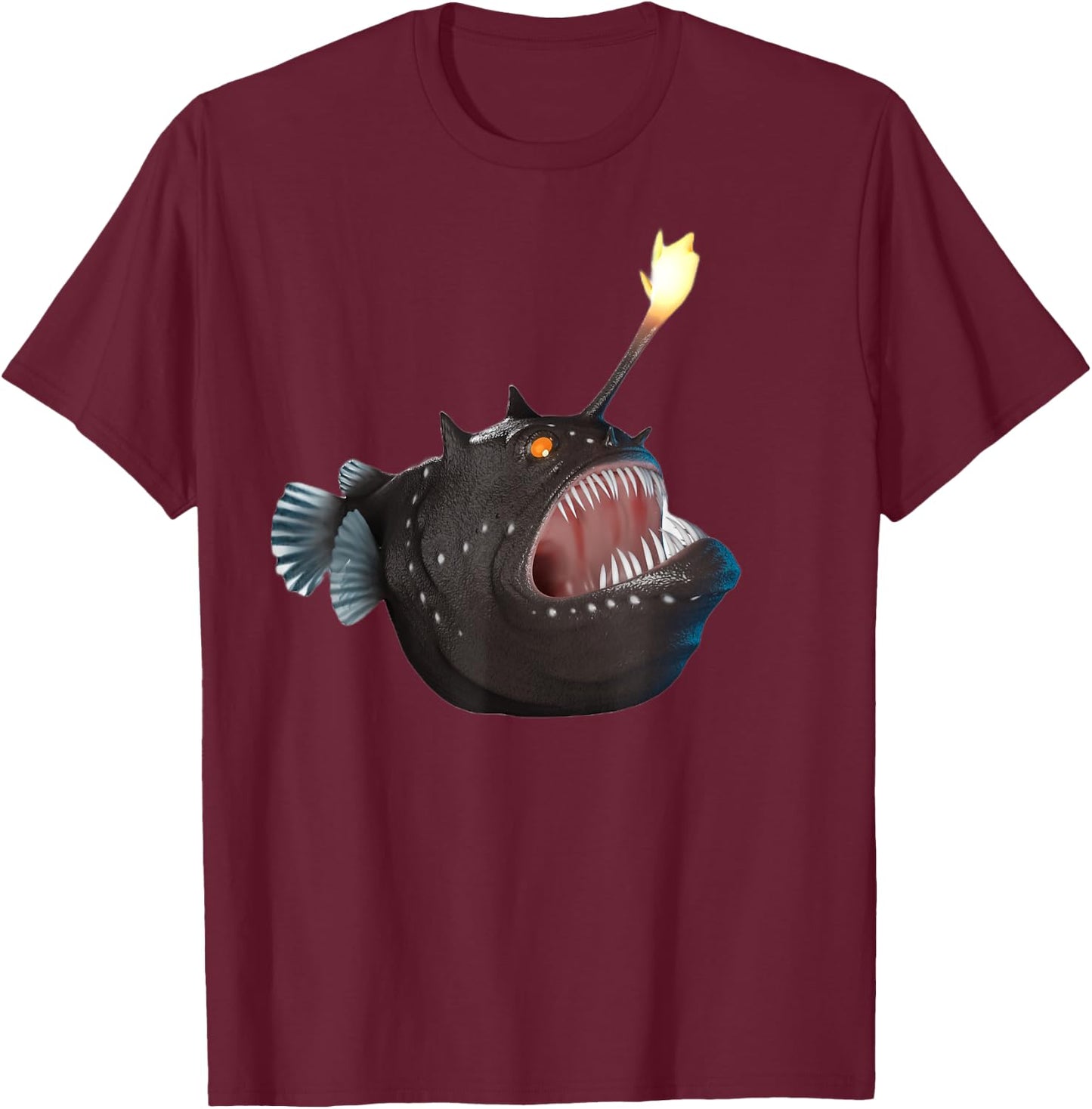realistic Anglerfish Creatures Deep Sea Monster Angler Fish T-Shirt - T-Shirt | Maroon