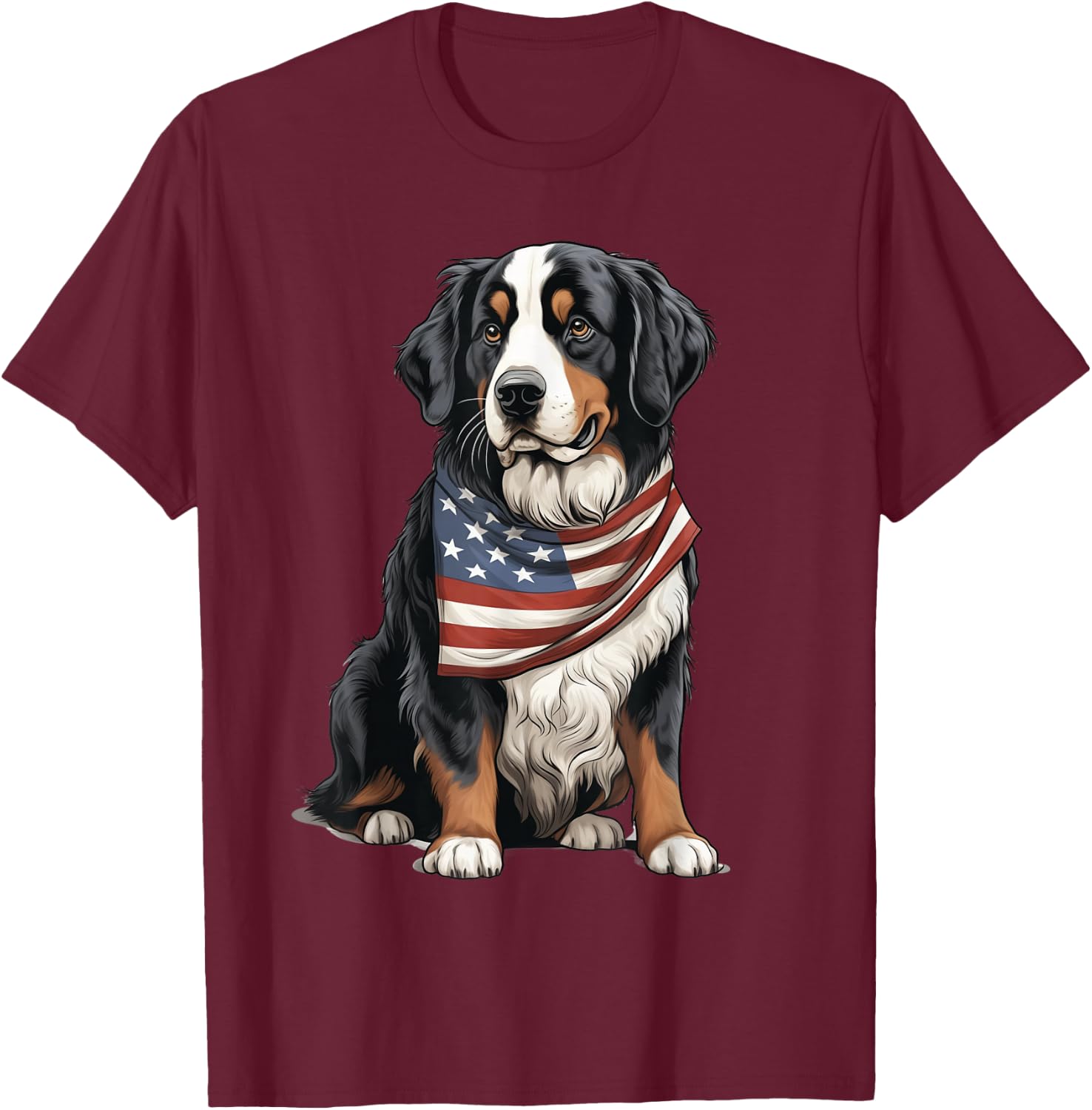 Berner US Flag Bernese Mountain Dog Owner Mom Dad Men Women T-Shirt - T-Shirt | Maroon