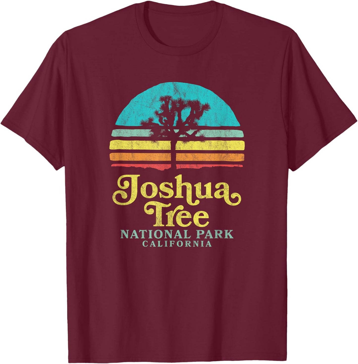 Vintage Joshua Tree National Park Retro T-Shirt - T-Shirt | Maroon