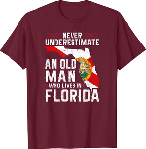 Flag Florida Home Old Man Flo Grown T-Shirt - T-Shirt | Maroon