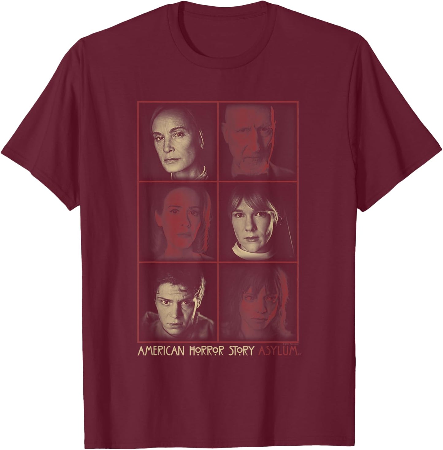 American Horror Story Asylum Zeichenrahmen T-Shirt - T-Shirt | Maroon