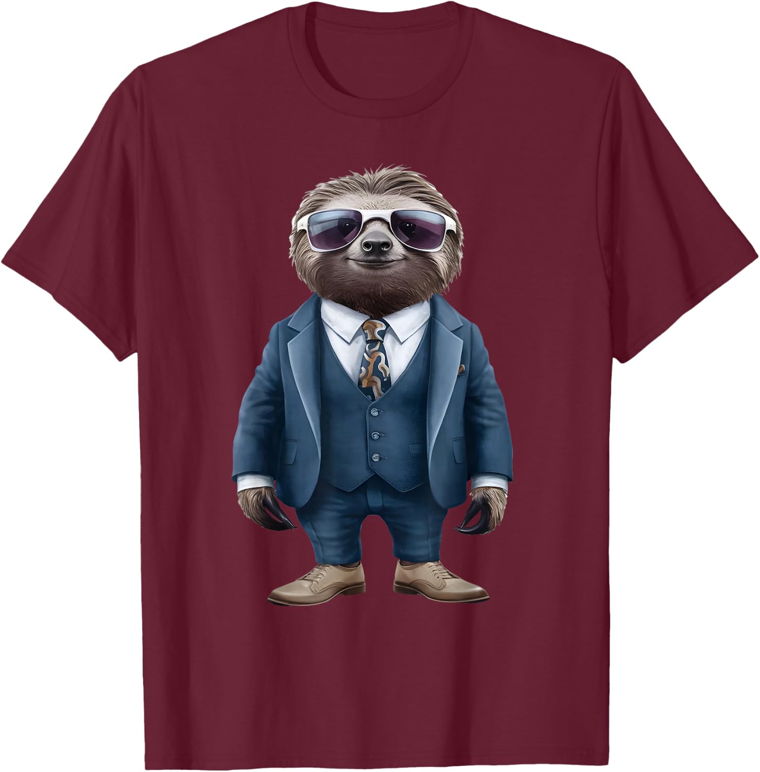 Sloth Men Woman Sloth In Suit Sloth T-Shirt - T-Shirt | Maroon