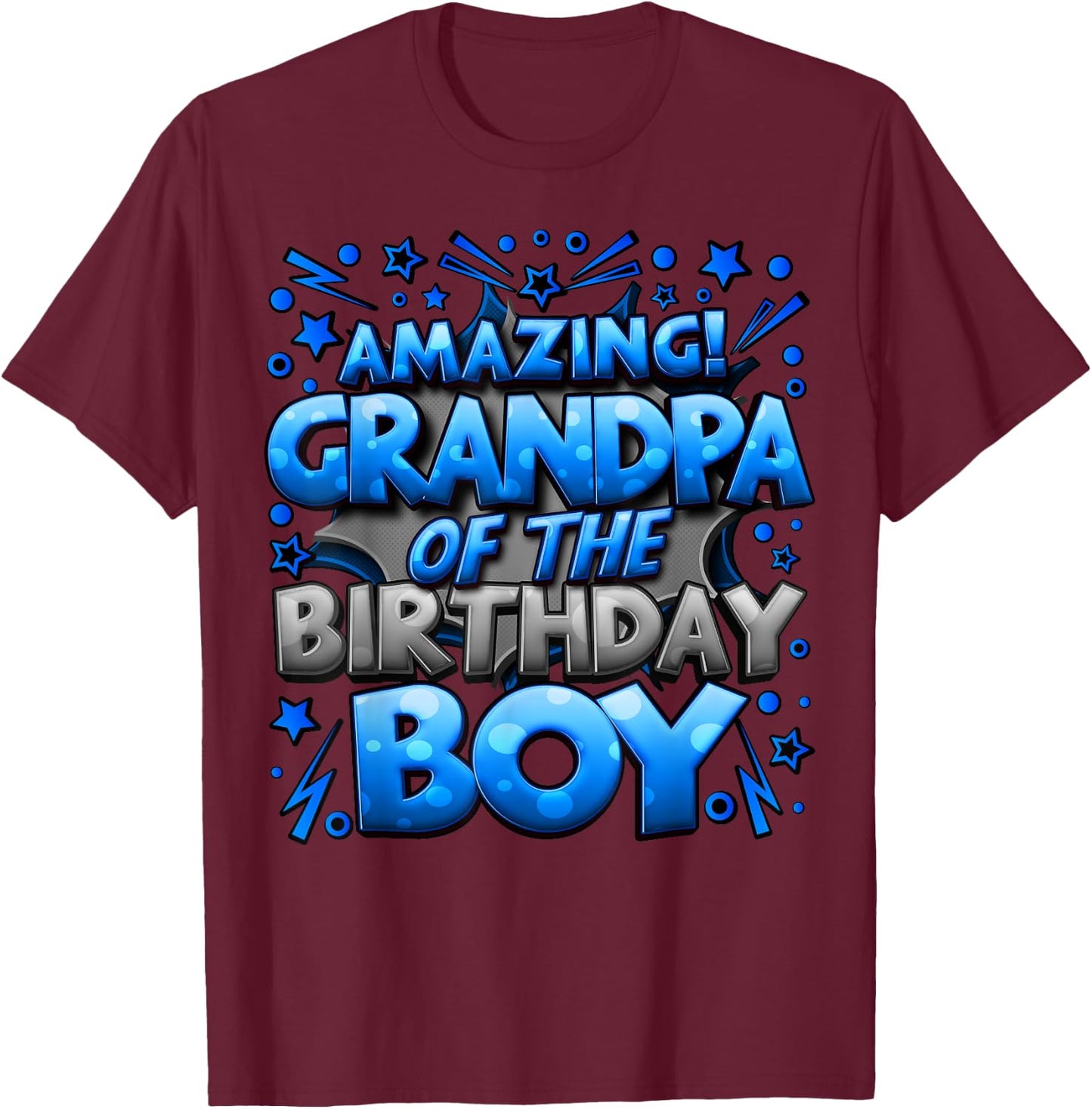 Grandpa of the Birthday Boy Matching Family Grandpa T-Shirt - T-Shirt | Maroon