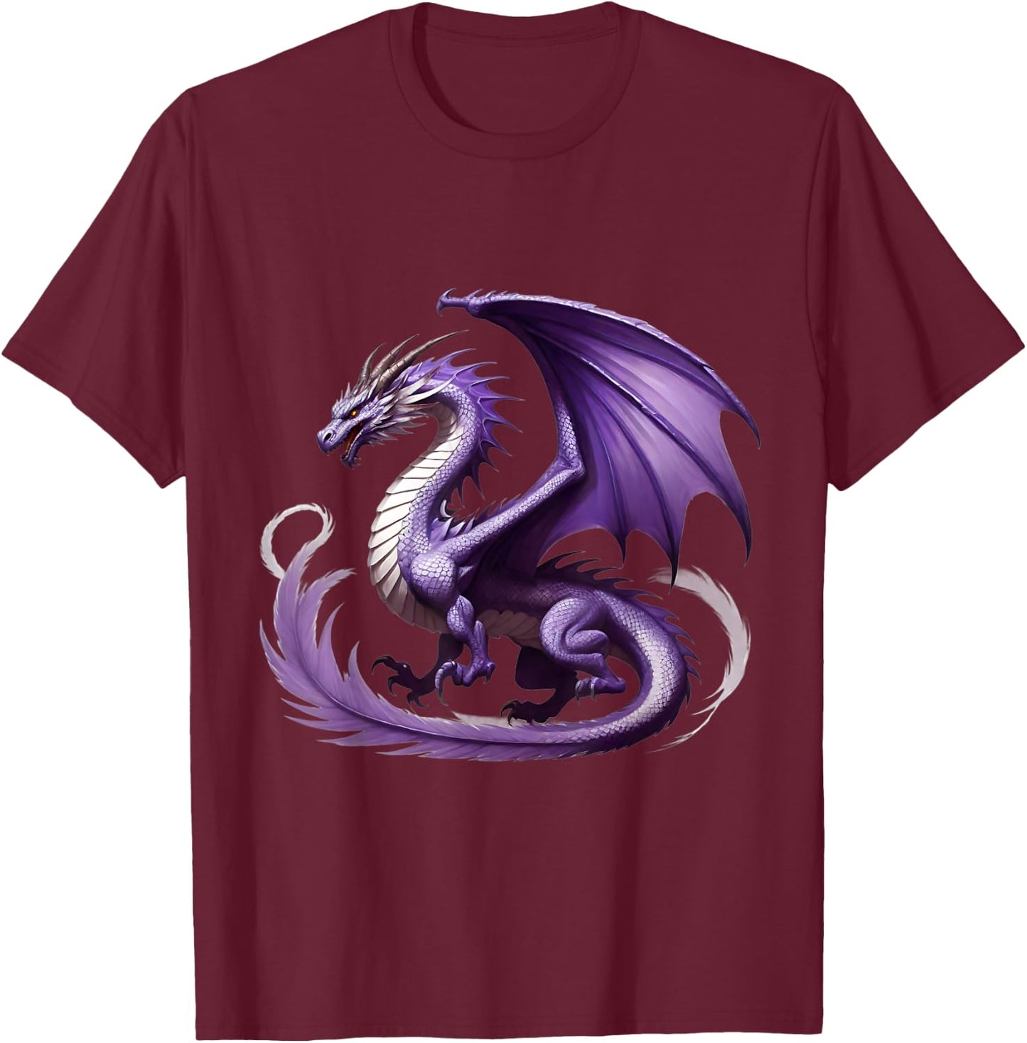 Flying Mythical Creature Cool Dragon Flame-Spewing Dragon T-Shirt - T-Shirt | Maroon