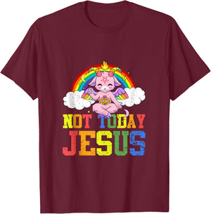 Today Not Jesus Cute Baphomet LBGT Satan Goat Gay Pride T-Shirt - T-Shirt | Maroon