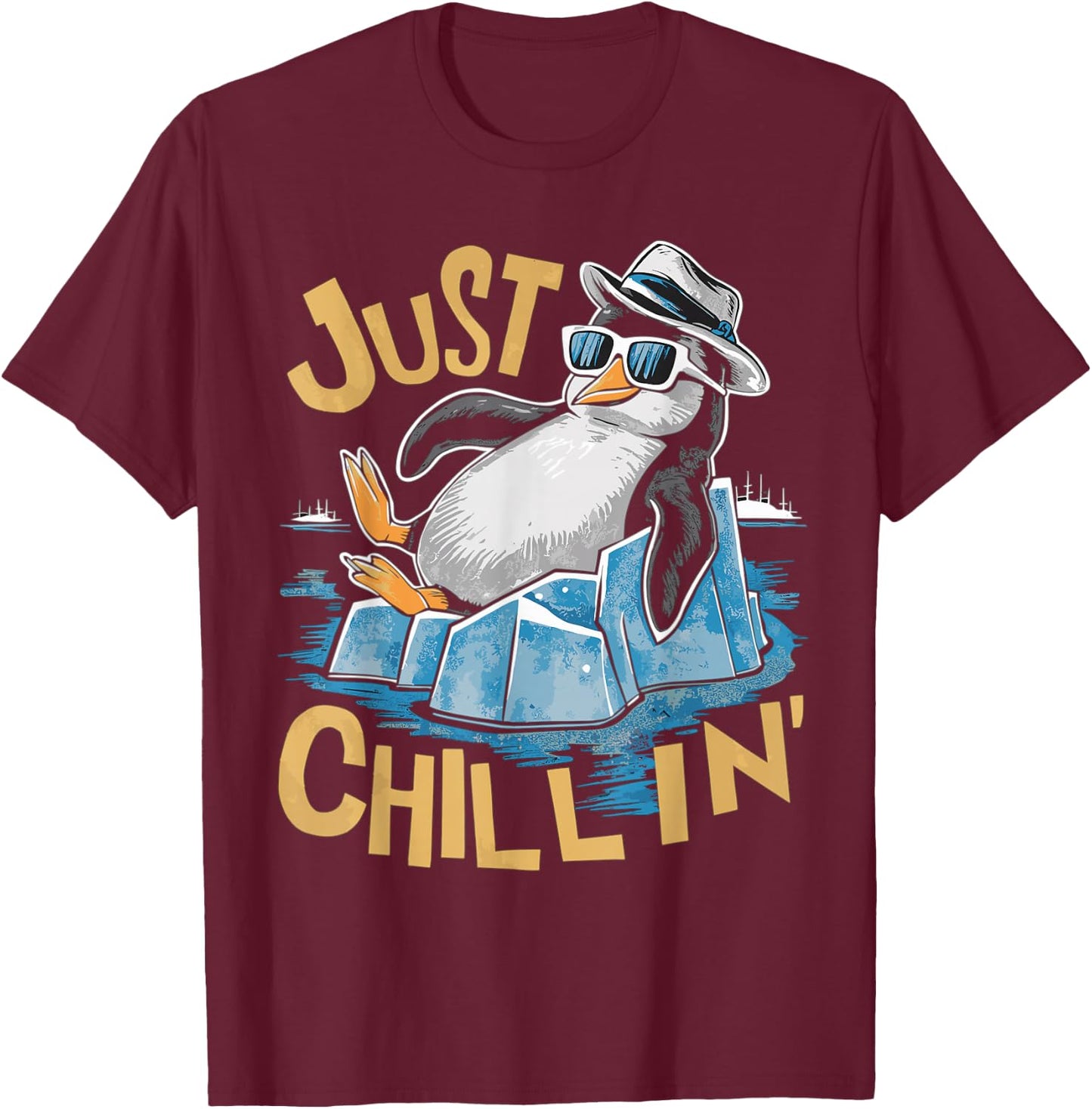 Just Chillin Penguin T-Shirt - T-Shirt | Maroon