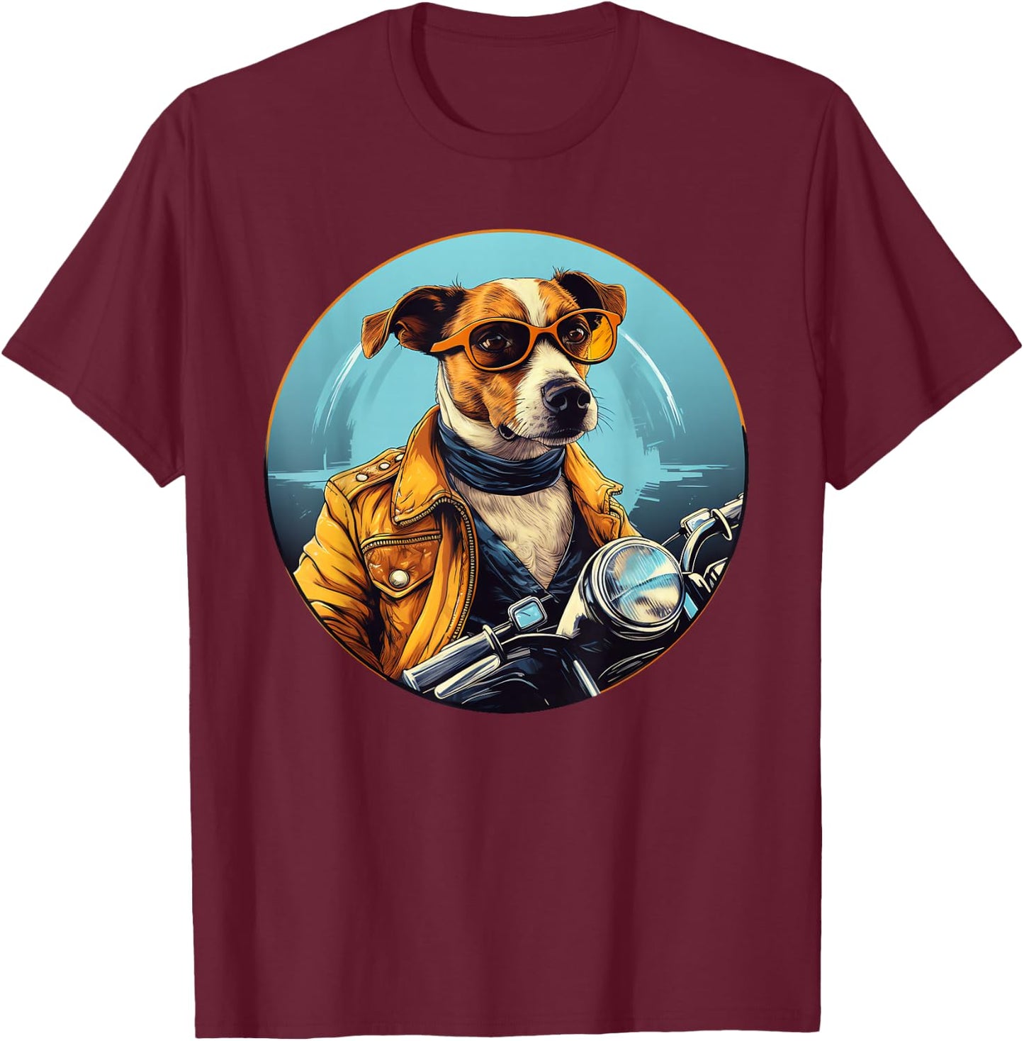 Jack Russell Terrier Biker Funny Dog Motorcycle T-Shirt - T-Shirt | Maroon