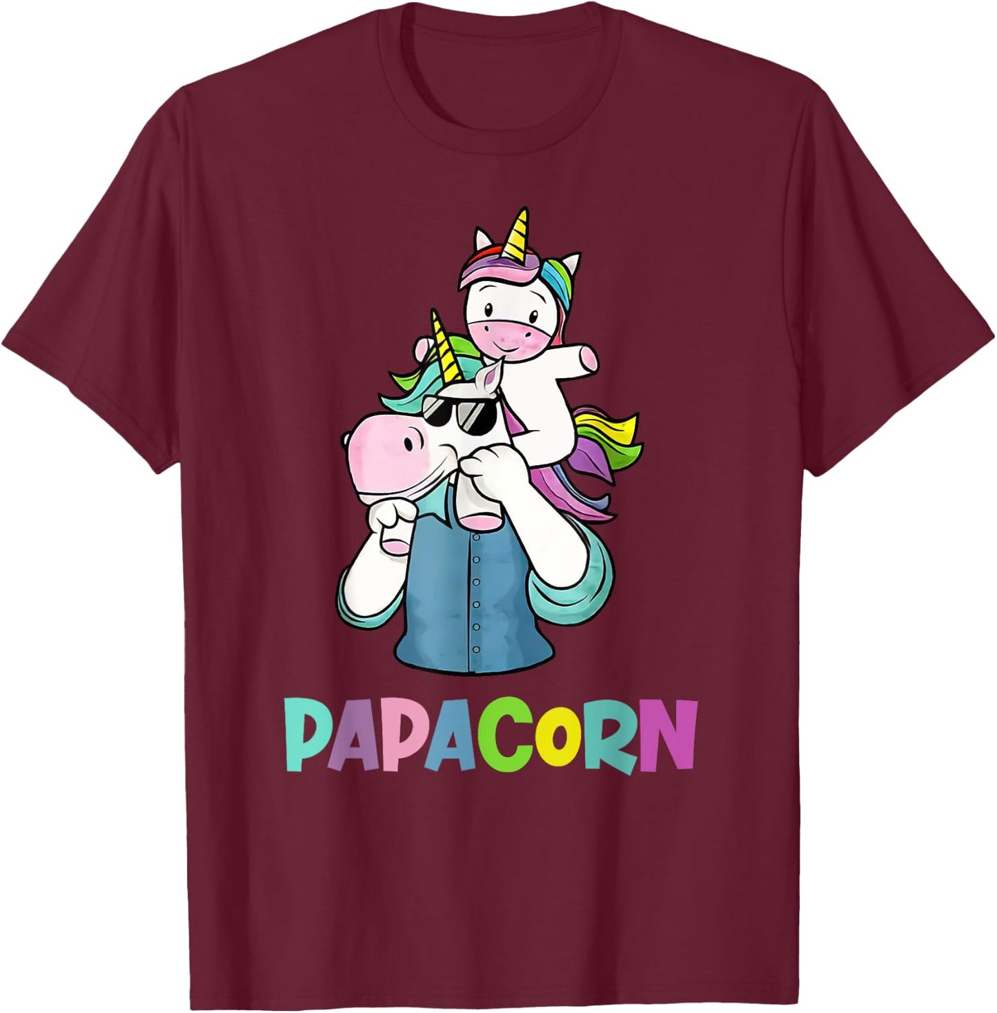 Papacorn Unicorn Father's Day Gift Daddy T-Shirt - T-Shirt | Maroon