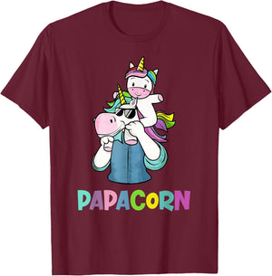 Papacorn Unicorn Father's Day Gift Daddy T-Shirt - T-Shirt | Maroon