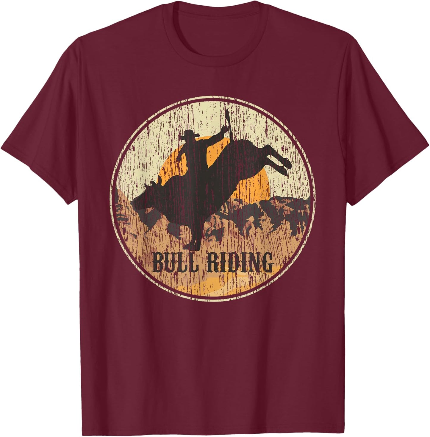 BullRiding Rodeo Western Country Gift Cowboy Vintage T-Shirt - T-Shirt | Maroon