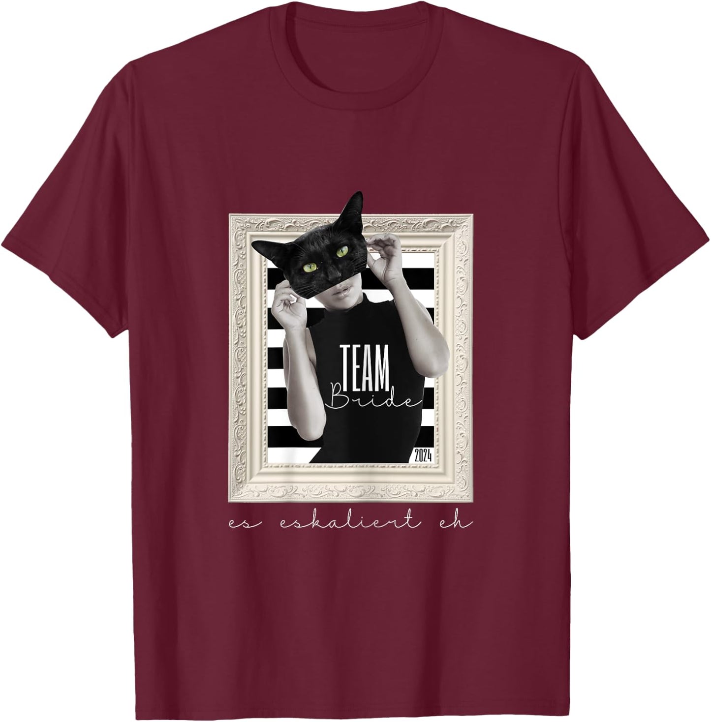 Schärpe Team Bride Katze elegant Junggesellenabschied Frauen T-Shirt - T-Shirt | Maroon