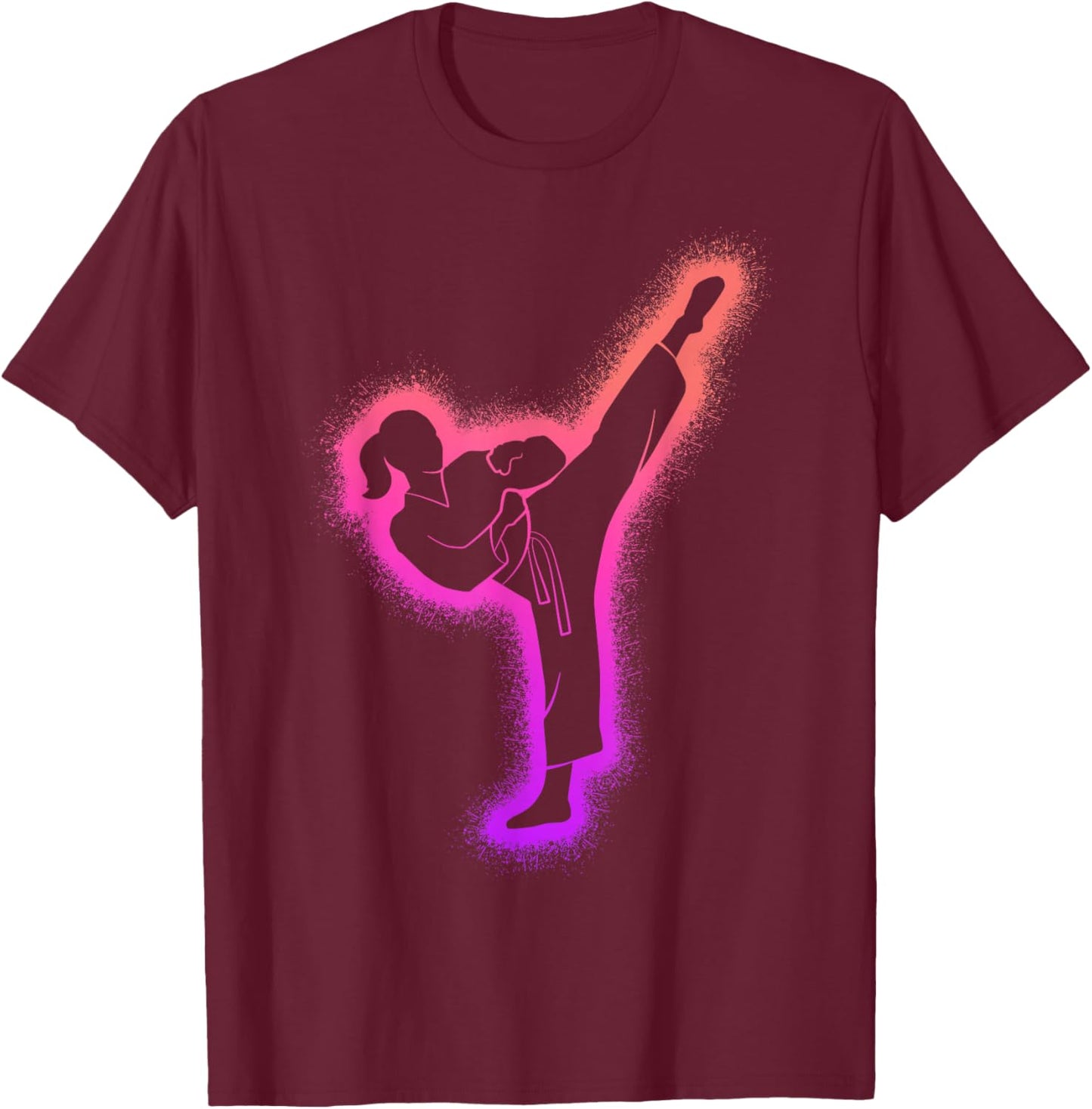 Taekwondo Martial Arts Women's Kids Girls Karate , black T-Shirt - T-Shirt | Maroon