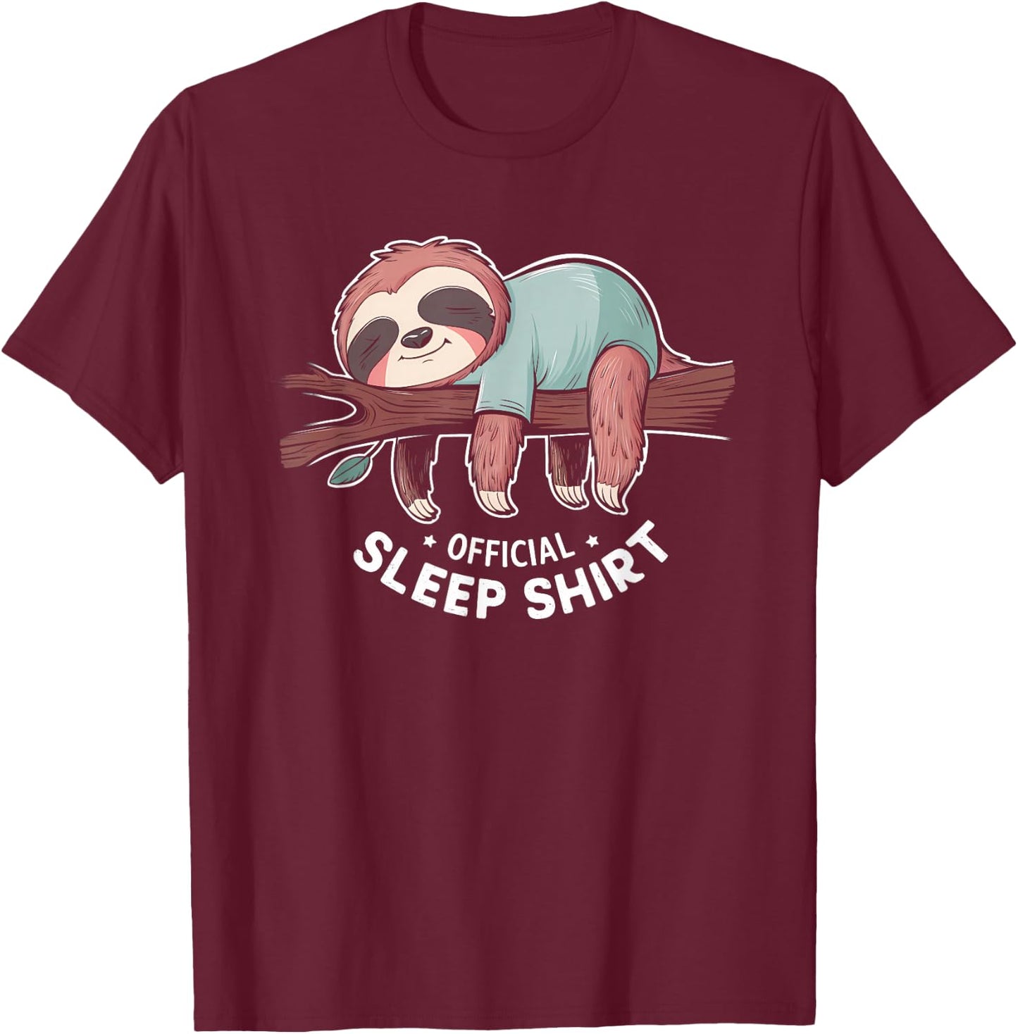 Official Sleep Shirt Sloth Pajamas Nightgown T-Shirt - T-Shirt | Maroon