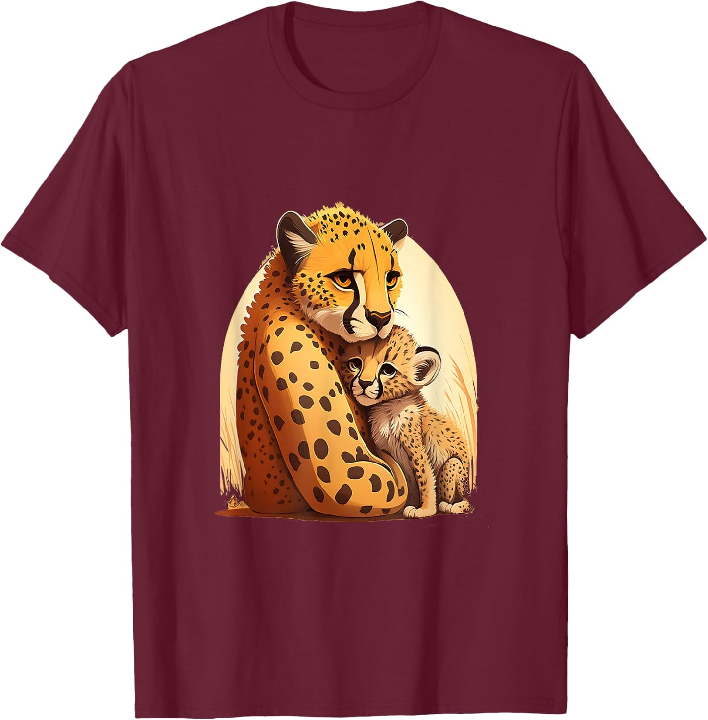 Zookeeping Mother Animal Lover Mom And Baby Cheetah T-Shirt - T-Shirt | Maroon